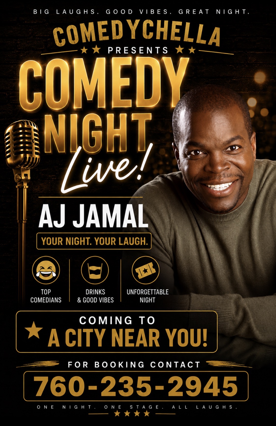 AJ Jamal comedy night promotional flyer